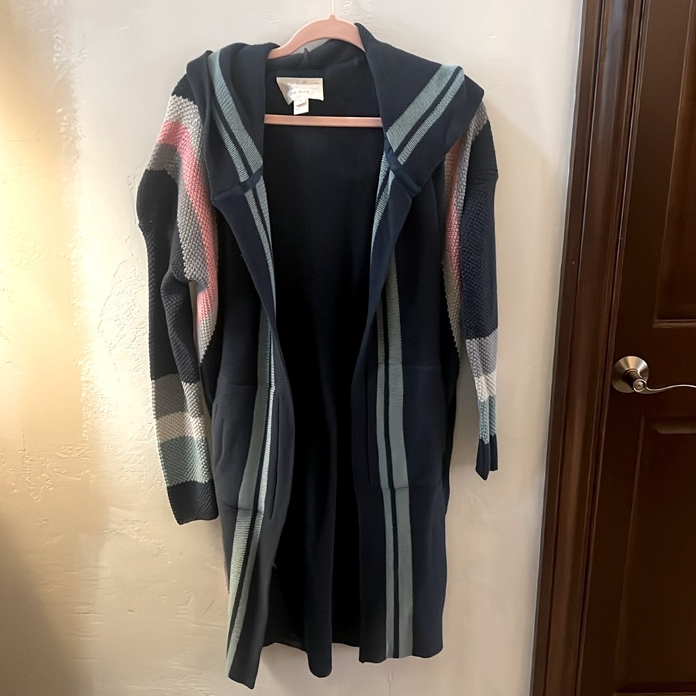 Evy’s Tree The Rory Sweater- Small, Dark blue, cream, pink, light blue stripes